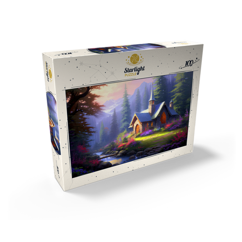 Stone Chapel in Tranquil Forest Clearing 100 Jigsaw Puzzle box view2