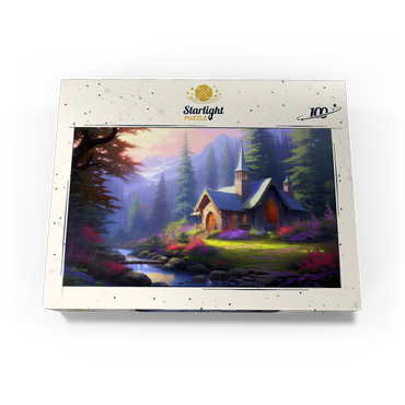 Stone Chapel in Tranquil Forest Clearing 100 Jigsaw Puzzle box view3