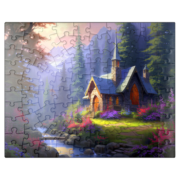 puzzleplate Stone Chapel in Tranquil Forest Clearing 100 Jigsaw Puzzle