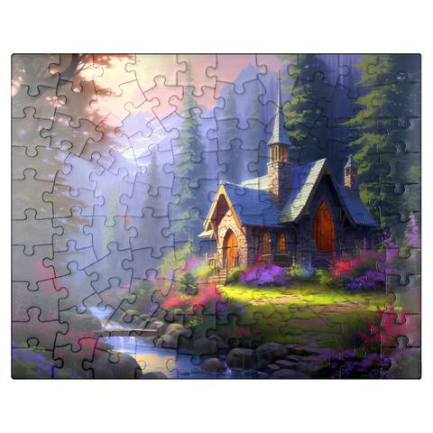 puzzleplate Stone Chapel in Tranquil Forest Clearing 100 Jigsaw Puzzle