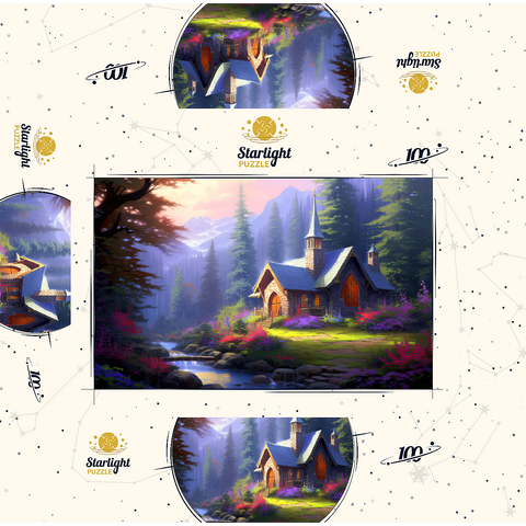 Stone Chapel in Tranquil Forest Clearing 100 Jigsaw Puzzle box 3D Modell