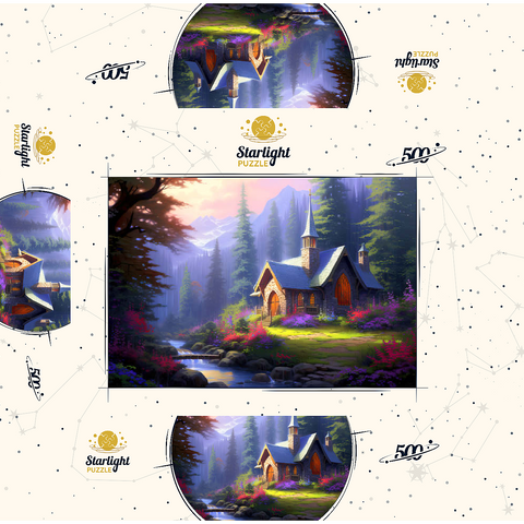 Stone Chapel in Tranquil Forest Clearing 500 Jigsaw Puzzle box 3D Modell