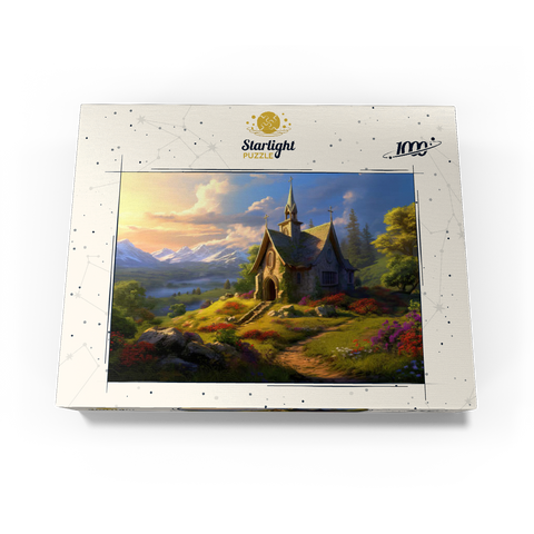 Charming Stone Chapel in Mountain Valley 1000 Jigsaw Puzzle box view3