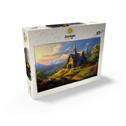 Charming Stone Chapel in Mountain Valley 100 Jigsaw Puzzle box view2