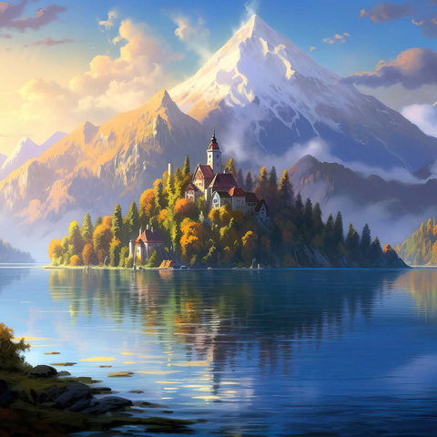 Lake Bled Island and Alpine Peaks 1000 Jigsaw Puzzle 3D Modell