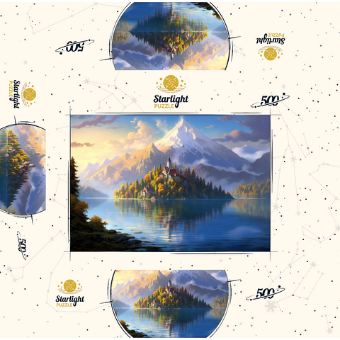 Lake Bled Island and Alpine Peaks 500 Jigsaw Puzzle box 3D Modell
