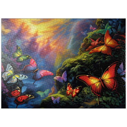 puzzleplate Colorful Butterflies in Enchanted Forest 1000 Jigsaw Puzzle