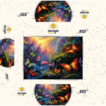 Colorful Butterflies in Enchanted Forest 1000 Jigsaw Puzzle box 3D Modell