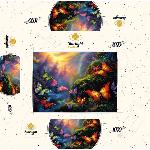 Colorful Butterflies in Enchanted Forest 1000 Jigsaw Puzzle box 3D Modell