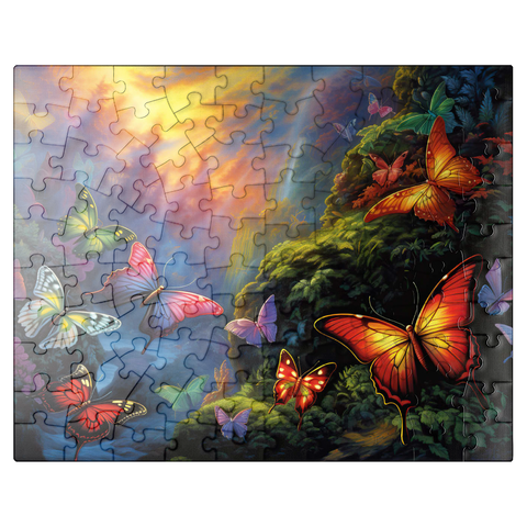 puzzleplate Colorful Butterflies in Enchanted Forest 100 Jigsaw Puzzle
