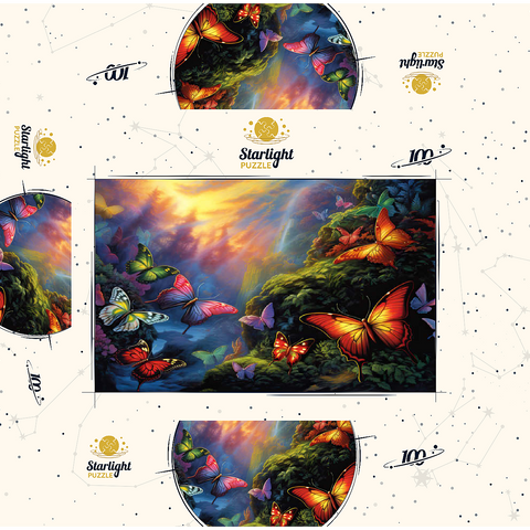 Colorful Butterflies in Enchanted Forest 100 Jigsaw Puzzle box 3D Modell