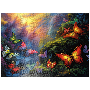puzzleplate Colorful Butterflies in Enchanted Forest 500 Jigsaw Puzzle