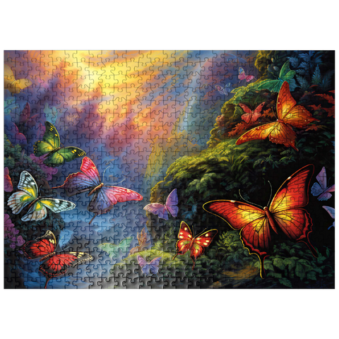 puzzleplate Colorful Butterflies in Enchanted Forest 500 Jigsaw Puzzle