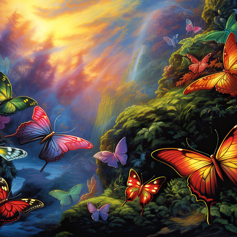 Colorful Butterflies in Enchanted Forest 500 Jigsaw Puzzle 3D Modell