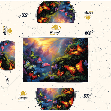 Colorful Butterflies in Enchanted Forest 500 Jigsaw Puzzle box 3D Modell