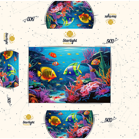 Vibrant Tropical Coral Reef Scene 500 Jigsaw Puzzle box 3D Modell