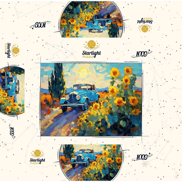 Classic Car and Sunflowers Under Bright Sun 1000 Jigsaw Puzzle box 3D Modell