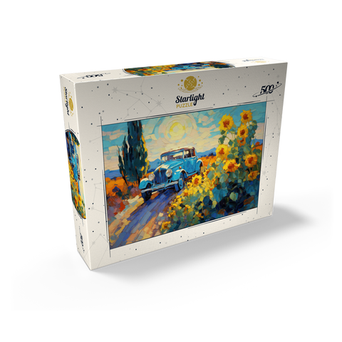 Classic Car and Sunflowers Under Bright Sun 500 Jigsaw Puzzle box view2