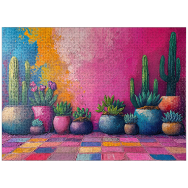 puzzleplate Colorful Cactus and Succulent Display 1000 Jigsaw Puzzle