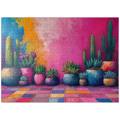 puzzleplate Colorful Cactus and Succulent Display 1000 Jigsaw Puzzle
