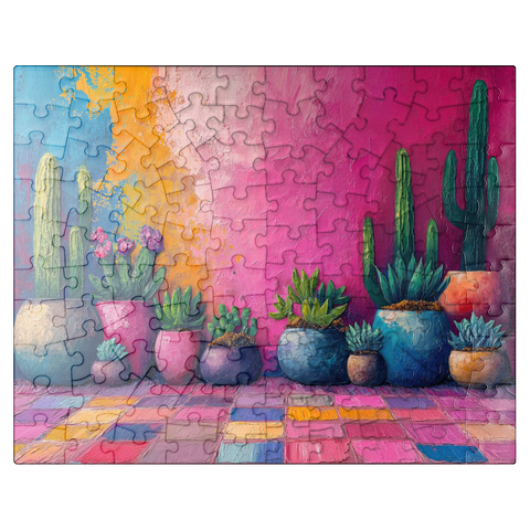 puzzleplate Colorful Cactus and Succulent Display 100 Jigsaw Puzzle
