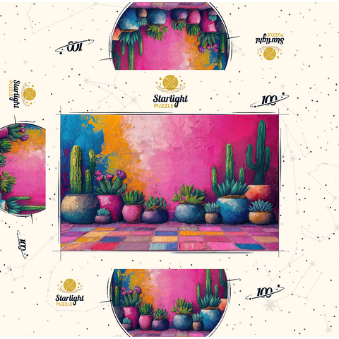 Colorful Cactus and Succulent Display 100 Jigsaw Puzzle box 3D Modell