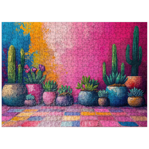 puzzleplate Colorful Cactus and Succulent Display 500 Jigsaw Puzzle