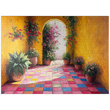 puzzleplate Sunny Courtyard with Potted Flowers 1000 Jigsaw Puzzle