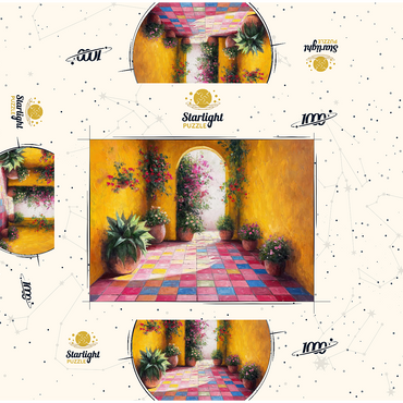 Sunny Courtyard with Potted Flowers 1000 Jigsaw Puzzle box 3D Modell