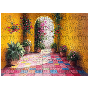 puzzleplate Sunny Courtyard with Potted Flowers 500 Jigsaw Puzzle