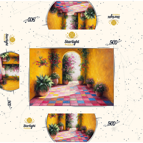 Sunny Courtyard with Potted Flowers 500 Jigsaw Puzzle box 3D Modell