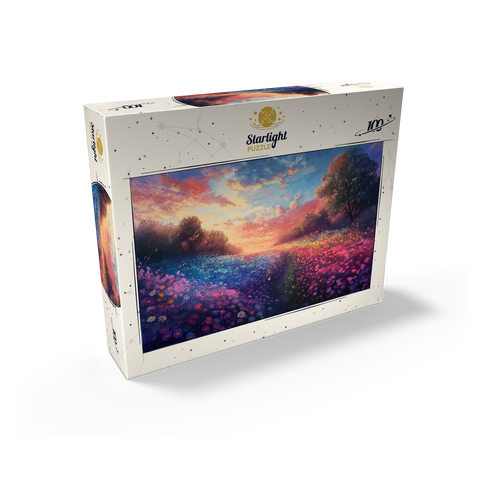 Sunset Over Vibrant Flower Fields 100 Jigsaw Puzzle box view2