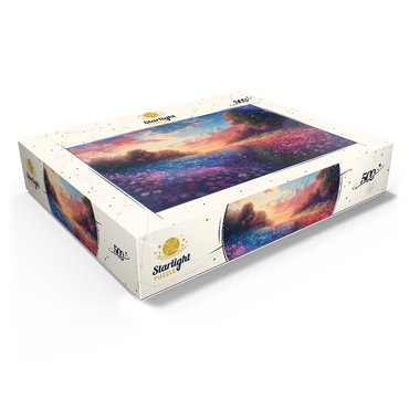 Sunset Over Vibrant Flower Fields 500 Jigsaw Puzzle box view1