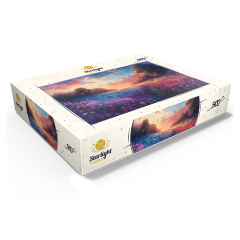 Sunset Over Vibrant Flower Fields 500 Jigsaw Puzzle box view1