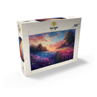Sunset Over Vibrant Flower Fields 500 Jigsaw Puzzle box view2