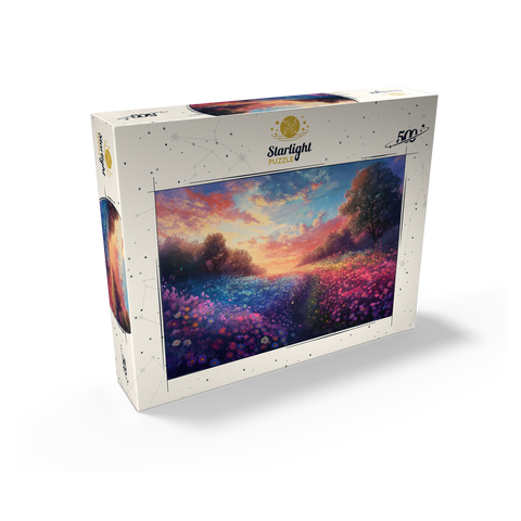 Sunset Over Vibrant Flower Fields 500 Jigsaw Puzzle box view2