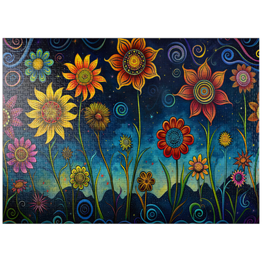 puzzleplate Whimsical Nighttime Flower Garden 1000 Jigsaw Puzzle