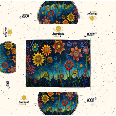 Whimsical Nighttime Flower Garden 1000 Jigsaw Puzzle box 3D Modell