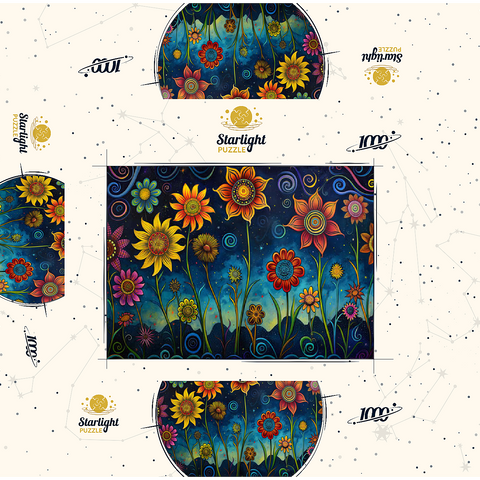 Whimsical Nighttime Flower Garden 1000 Jigsaw Puzzle box 3D Modell