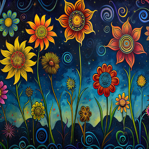 Whimsical Nighttime Flower Garden 100 Jigsaw Puzzle 3D Modell