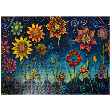 puzzleplate Whimsical Nighttime Flower Garden 500 Jigsaw Puzzle