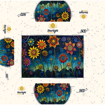 Whimsical Nighttime Flower Garden 500 Jigsaw Puzzle box 3D Modell