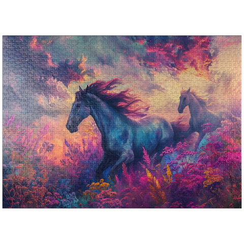 puzzleplate Majestic Horses in Vibrant Fantasy Landscape 1000 Jigsaw Puzzle
