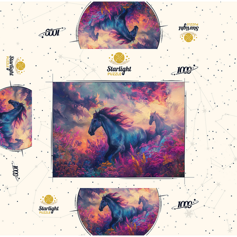 Majestic Horses in Vibrant Fantasy Landscape 1000 Jigsaw Puzzle box 3D Modell