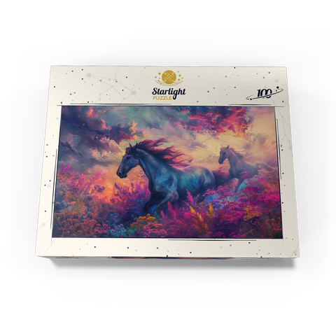 Majestic Horses in Vibrant Fantasy Landscape 100 Jigsaw Puzzle box view3