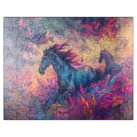 puzzleplate Majestic Horses in Vibrant Fantasy Landscape 100 Jigsaw Puzzle