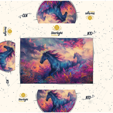 Majestic Horses in Vibrant Fantasy Landscape 100 Jigsaw Puzzle box 3D Modell