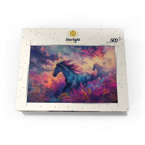 Majestic Horses in Vibrant Fantasy Landscape 500 Jigsaw Puzzle box view3