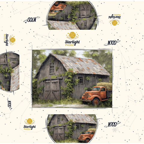 Rustic Barn and Vintage Hay Truck 1000 Jigsaw Puzzle box 3D Modell