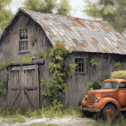 Rustic Barn and Vintage Hay Truck 100 Jigsaw Puzzle 3D Modell